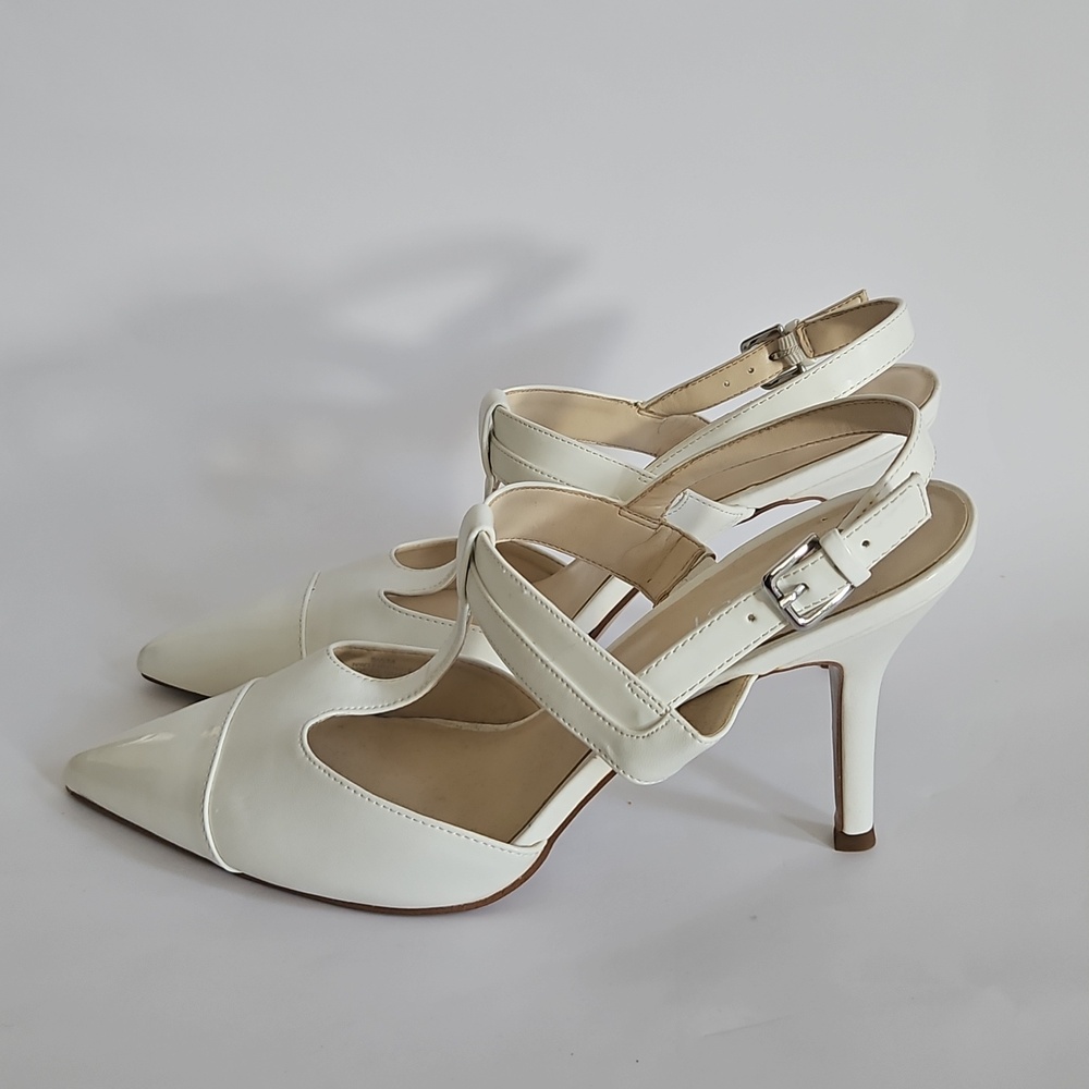 NEW Nine West Renice T Strap Slingback White Pump Size 9.5 - Picture 3 of 10